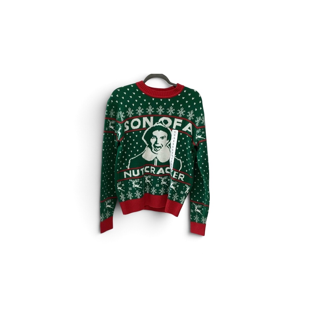 Elf Movie Son of a Nutcracker Holiday Sweater Green Red Unisex Small NWT